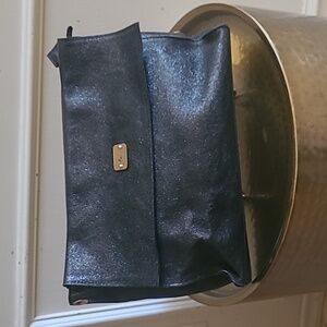 Bevini Modena Leather Clutch, Gunmetal/Silver, Missing Crossbody Strap?